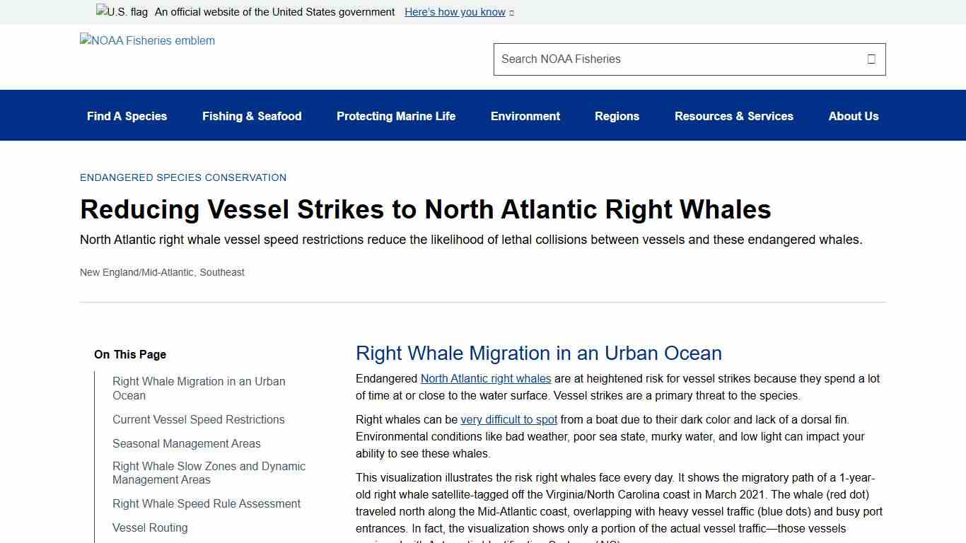 Reducing Vessel Strikes to North Atlantic Right Whales NOAA Fisheries
